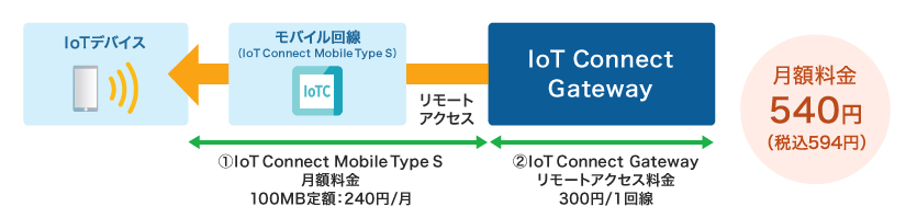 一台のデバイスに対してリモートアクセスをする場合（リモートアクセス時の100MBの通信を実施）