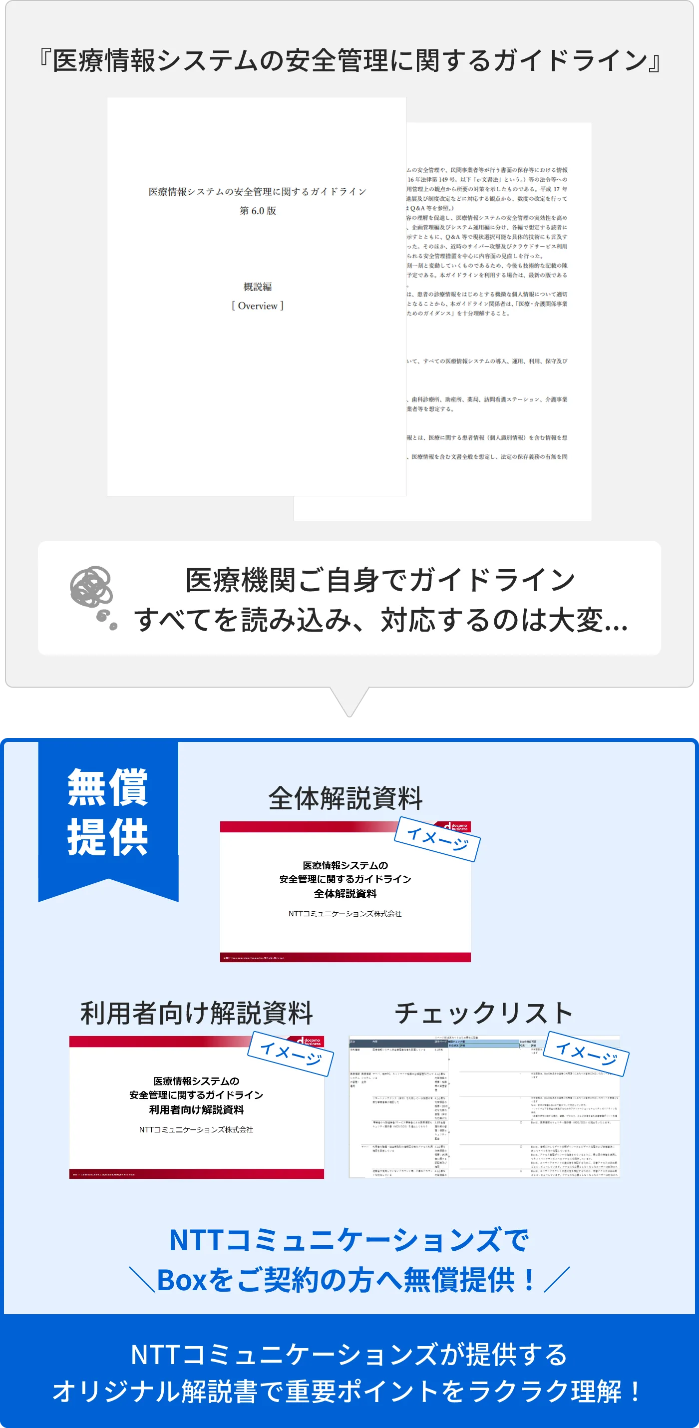 NTTコミュニケーションズでは医療機関向けガイドラインを独自に調査・解説書を無償提供！